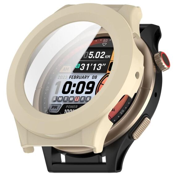 Per Amazfit Cheetah Pro Custodia protettiva per orologio PC integrata con pellicola temperata (bianco avorio)