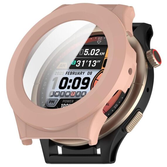 Per Amazfit Cheetah Pro Custodia protettiva per orologio PC integrata con pellicola temperata (rosa ciliegia)