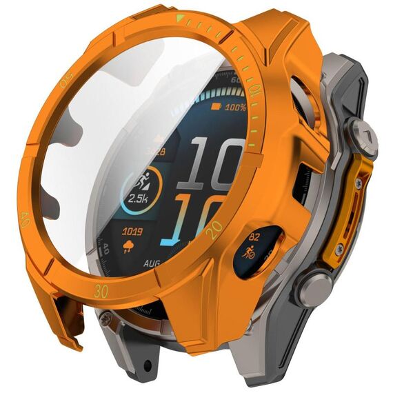 Per Garmin Tactix 8 AMOLED 51mm Pellicola temperata Custodia protettiva per orologio PC integrata (arancione verde)