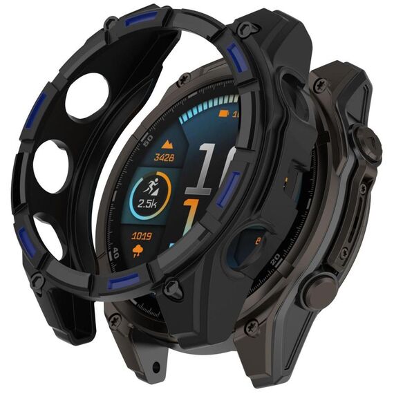 Per Garmin Tactix 8 AMOLED 47mm Hollow Armor TPU Half Coverage Watch Custodia protettiva (Nero Blu)