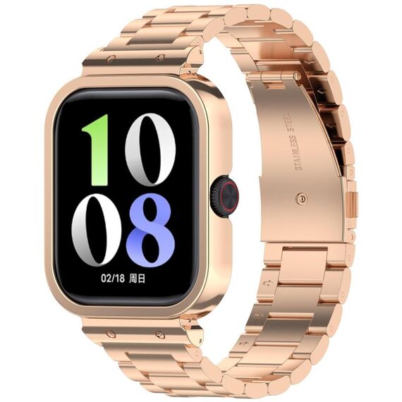 Per vivo Watch GT Watch Frame Cinturino in acciaio inossidabile con tre perle integrate (oro rosa)