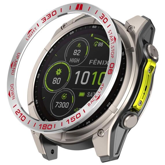 Per Garmin Tactix 8 AMOLED 51mm Compete Speed ​​Style Anello protettivo in acciaio inossidabile (argento rosso)