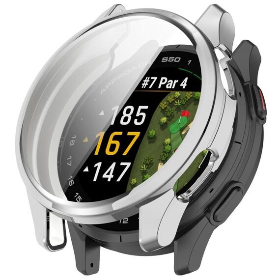 Per Garmin Approach S50 Custodia protettiva per orologio in TPU elettrolitico a copertura totale (argento)