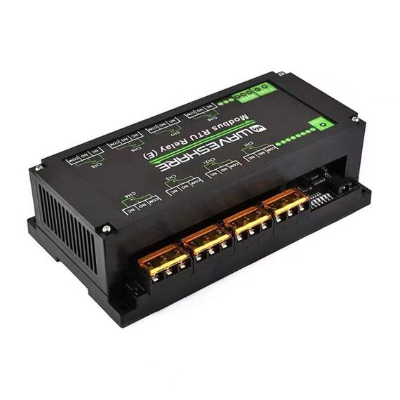Modulo relè ad alta corrente RS485 30A a 8 vie con protocollo Modbus RTU Waveshare montato su guida (30459)