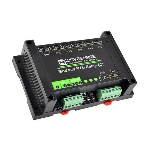 Modulo relè di aggancio a 8 canali con protocollo Modbus RTU Waveshare (C) con interfaccia RS485 (30460)