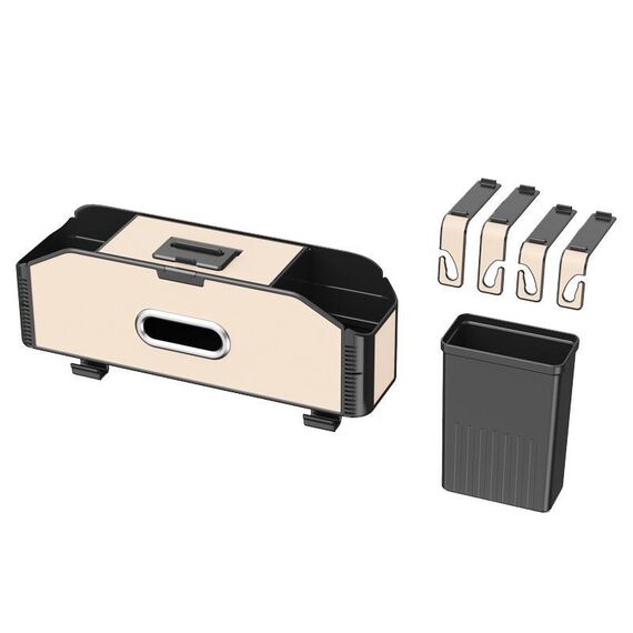 Scatola portaoggetti multifunzionale per sedile posteriore dell'auto, porta telefono (pelle beige)