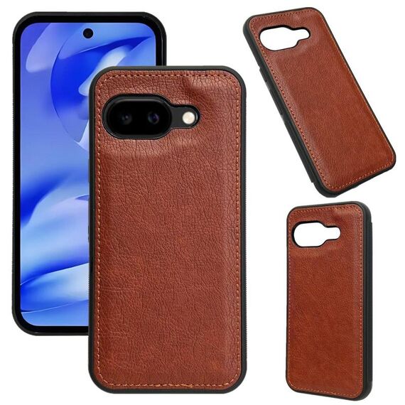 Per Google Pixel 9a Custodia per telefono con retro in pelle di mucca (marrone)