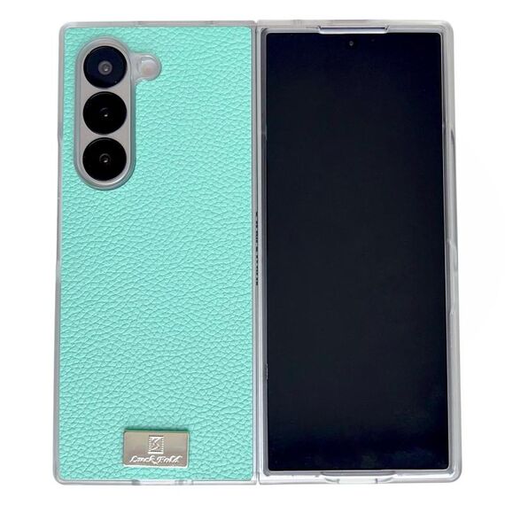 Per Samsung Galaxy Z Fold6 Custodia per telefono con texture Litchi con bordo trasparente (verde)