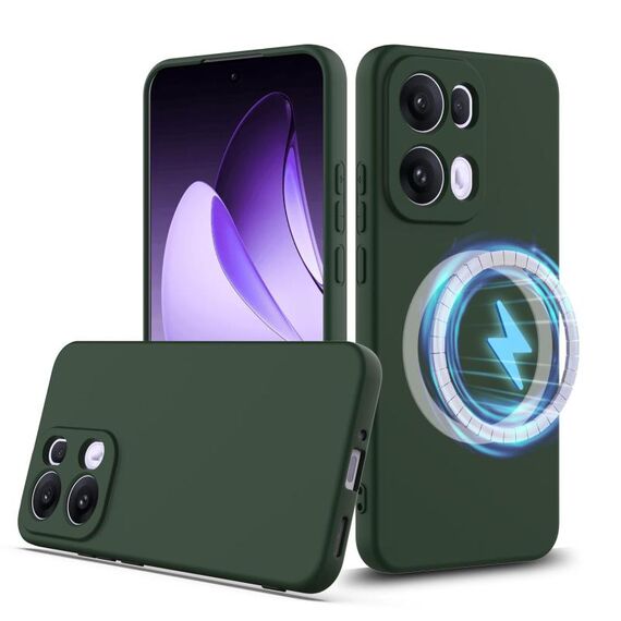 Per OPPO Reno13 Pro 5G Custodia antiurto in silicone Magsafe per telefono globale (verde scuro)