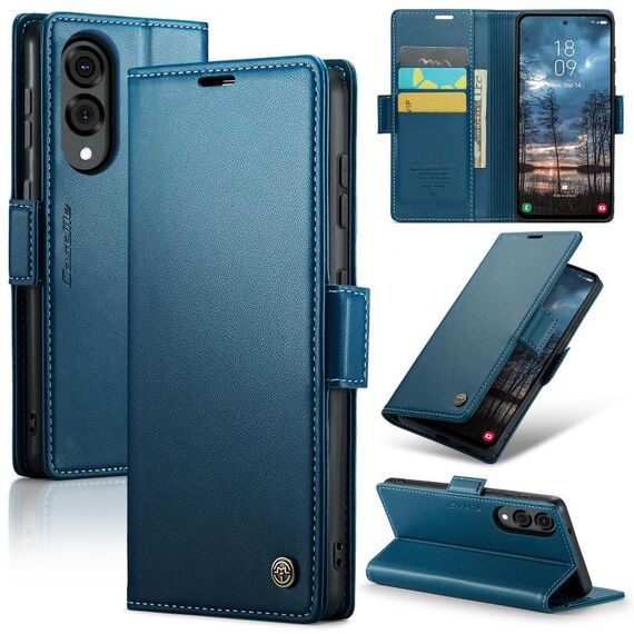Per Samsung Galaxy S25 Edge 5G CaseMe 023 Butterfly Buckle Litchi Texture RFID Antifurto Custodia per telefono in pelle (blu)