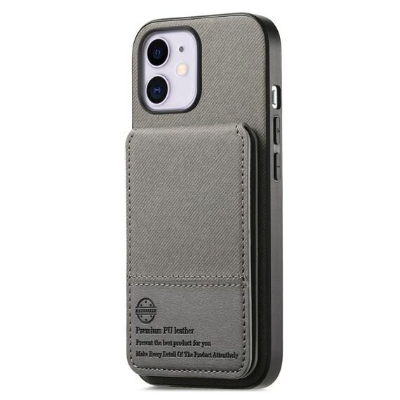 Per iPhone 11 Twill Tessuto Pelle Verticale Flip RFID Card Bag Custodia per Telefono (Grigio)