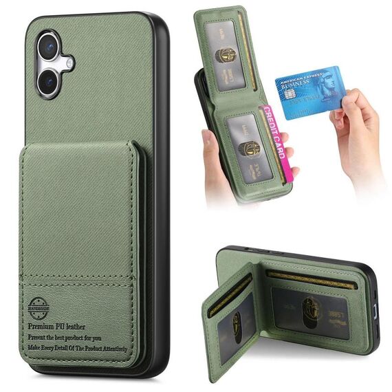 Per Samsung Galaxy A05 Twill Tessuto Pelle Verticale Flip RFID Card Bag Custodia per Telefono (Verde)