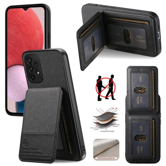 Per Samsung Galaxy A32 4G Twill Tessuto Pelle Verticale Flip RFID Card Bag Custodia per Telefono (Nero)