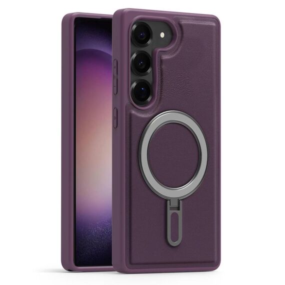 Per Samsung Galaxy S23+ 5G Silver Shield MagSafe Holder Custodia antiurto per telefono (viola)