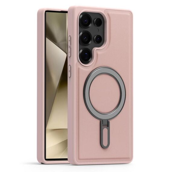 Per Samsung Galaxy S24 Ultra 5G Silver Shield MagSafe Holder Custodia antiurto per telefono (rosa)