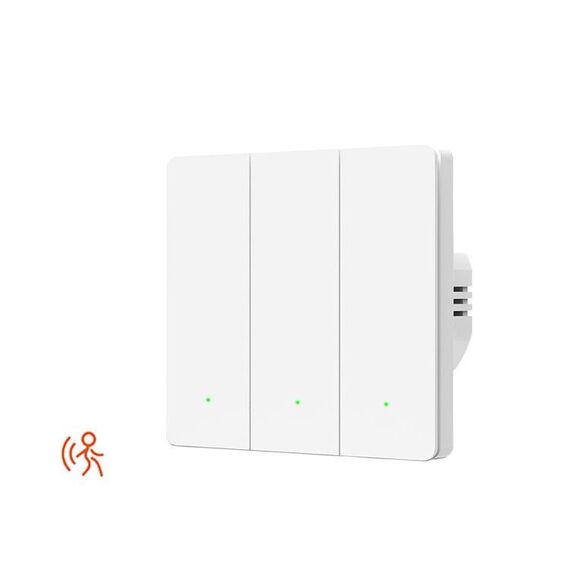 Interruttore luce intelligente Tuya ZigBee compatibile con sensore di movimento radar, nessun condensatore richiesto, 3 bande