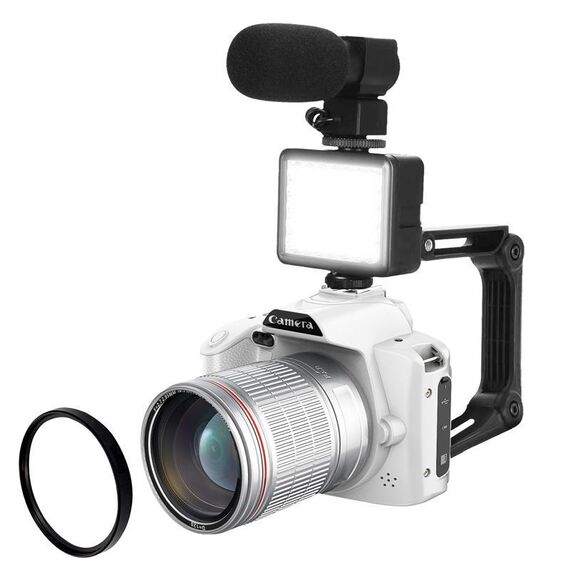 D5 HD WiFi Fotocamera digitale 64MP Doppia fotocamera Visione notturna Fotografia Video DV Standard+Microfono+Luce+Obiettivo+Supporto