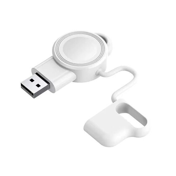 Per Apple Watch 1/2/3/4/5/6/7/8/9/10/SE Caricabatterie wireless magnetico Mini caricabatterie portatile intelligente (bianco)