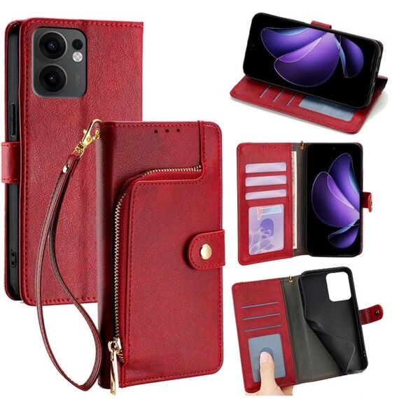 Per OPPO Reno13 F 5G / 4G Custodia in pelle con cerniera (rosso)