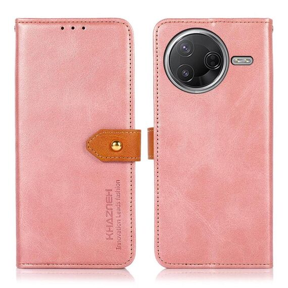 Per Xiaomi Poco F7 Pro / F7 Ultra Global KHAZNEH Custodia per telefono in pelle con texture in pelle di mucca (oro rosa)