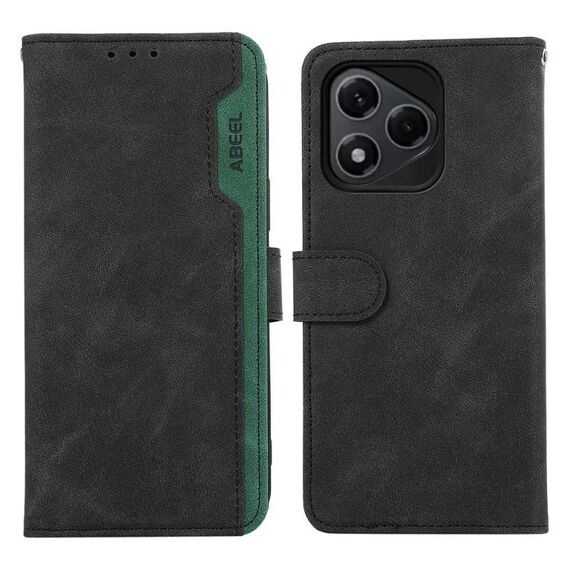 Per Honor 400 Lite ABEEL Color Block Magnetico RFID Custodia in Pelle per Telefono (Nero-Verde)