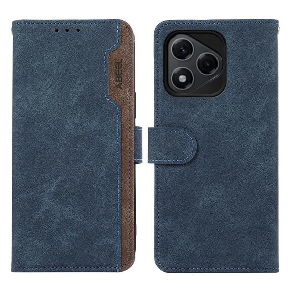 Per Honor 400 Lite ABEEL Custodia per telefono in pelle magnetica RFID Color Block (blu-marrone)