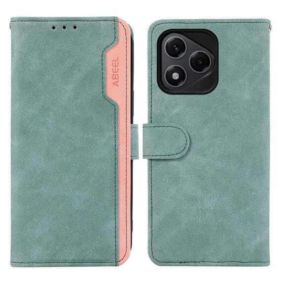 Per Honor 400 Lite ABEEL Custodia per telefono in pelle magnetica RFID Color Block (ciano-rosa)