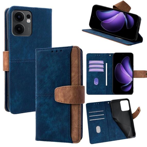 Per OPPO Reno13 F 4G / 5G Custodia per telefono in pelle con cuciture colorate e blocco RFID (blu)