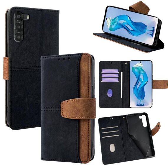 Per ZTE Nubia S 5G Custodia per telefono con cuciture colorate in pelle con blocco RFID (nero)