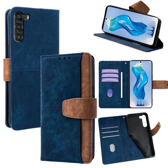 Per ZTE Nubia S 5G Custodia per telefono con cuciture colorate in pelle con blocco RFID (blu)