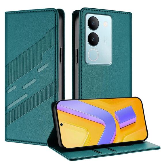 Per vivo S17 / V29 5G Global Embossed Multi-funzionale Portafoglio Retro Custodia per telefono in pelle (verde scuro)