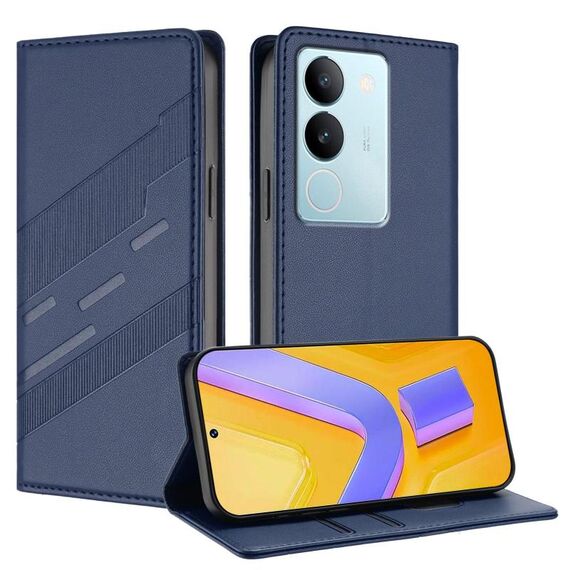 Per vivo S17 / V29 5G Global Embossed Multi-funzionale Portafoglio Retro Custodia per telefono in pelle (blu scuro)