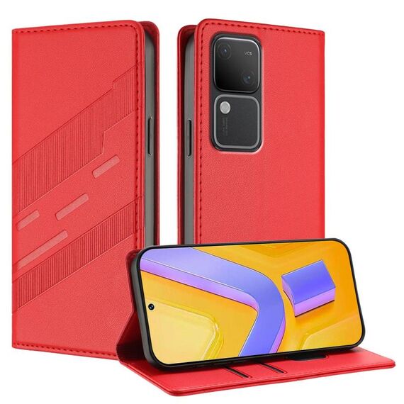 Per vivo S18 / S18 Pro Custodia per telefono in pelle retrò multifunzionale in rilievo (rosso)