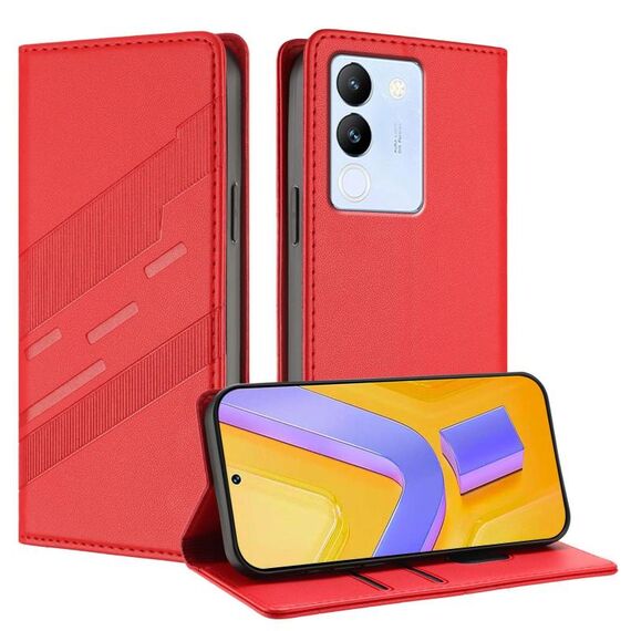 Per vivo V29e 5G / Y200 5G Global Embossed Multi-funzionale Portafoglio Retro Custodia per telefono in pelle (rosso)