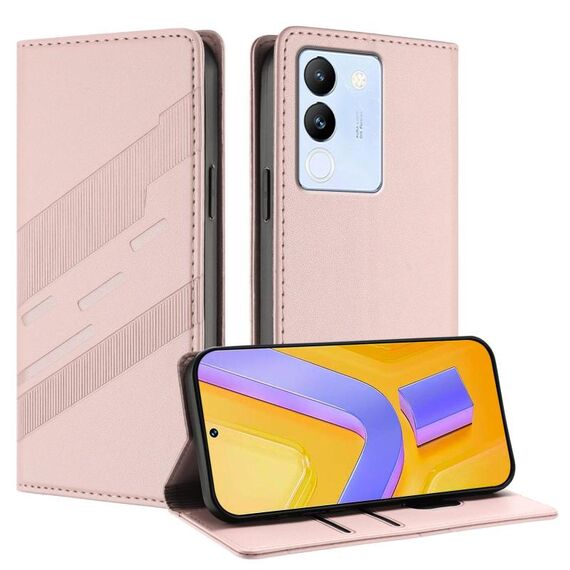 Per vivo V29e 5G / Y200 5G Global Embossed Multi-funzionale Portafoglio Retro Custodia per telefono in pelle (Rosa)