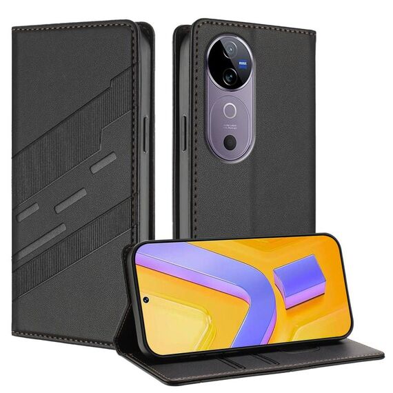 Per vivo V40 5G Global Embossed Multi-funzionale Portafoglio Retro Custodia in Pelle per Telefono (Nero)