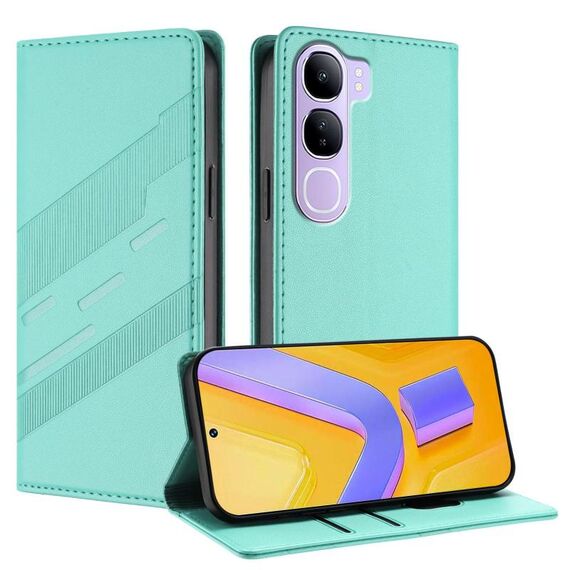 Per vivo V40 Lite 5G Global Embossed Multi-funzionale Portafoglio Retro Custodia per Telefono in Pelle (Verde Menta)