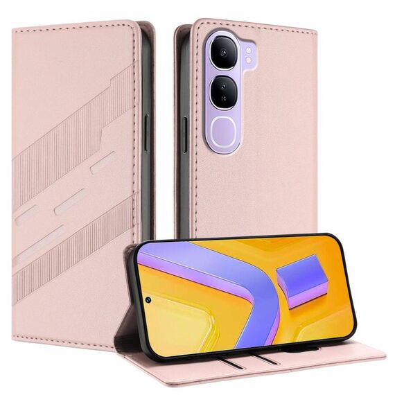 Per vivo V40 Lite 5G Global Embossed Multi-funzionale Portafoglio Retro Custodia per telefono in pelle (Rosa)