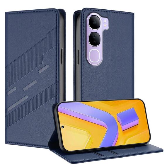 Per vivo V40 Lite 5G Global Embossed Multi-funzionale Portafoglio Retro Custodia per Telefono in Pelle (Blu Scuro)