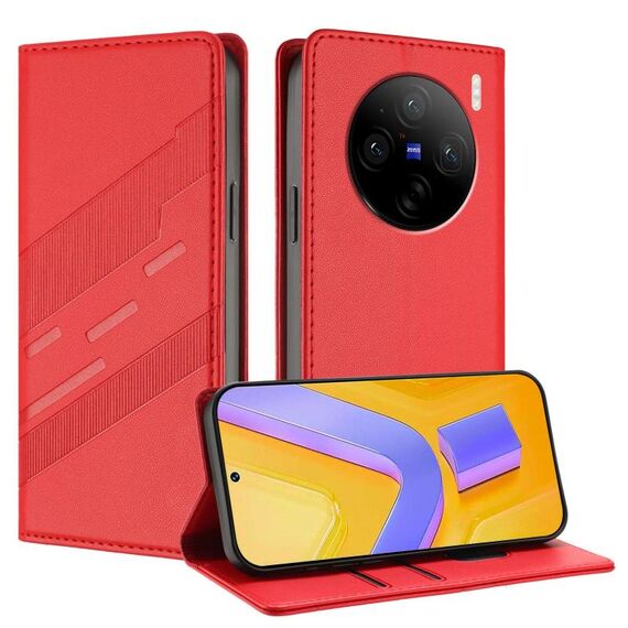 Per vivo X100s 5G Global Embossed Multi-funzionale Portafoglio Retro Custodia per telefono in pelle (rosso)