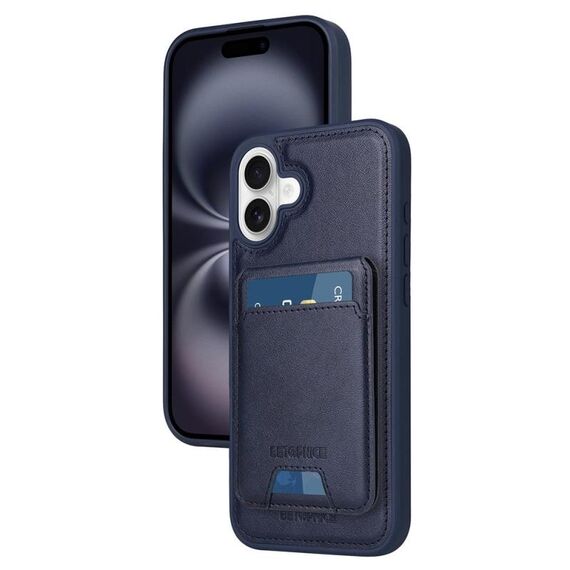 Per iPhone 16 Plus BETOPNICE Custodia per telefono con portafoglio MagSafe staccabile verticale a ribalta (blu)