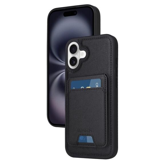 Per iPhone 16 Plus BETOPNICE Custodia per telefono con portafoglio MagSafe staccabile verticale a ribalta (nero)
