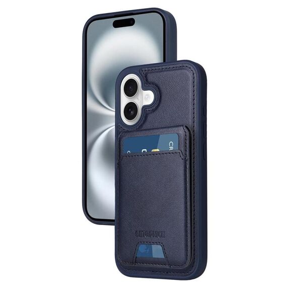 Per iPhone 16 BETOPNICE Custodia per telefono con portafoglio MagSafe staccabile verticale a ribalta (blu)