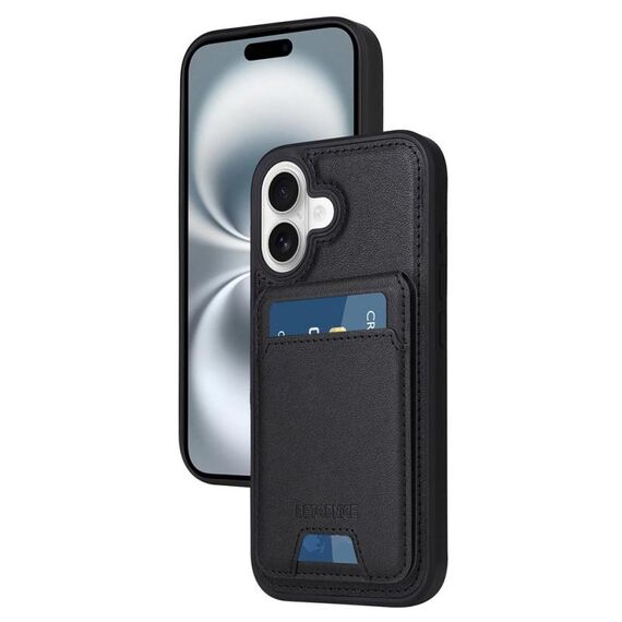 Per iPhone 16 BETOPNICE Custodia per telefono con portafoglio MagSafe staccabile verticale a ribalta (nero)