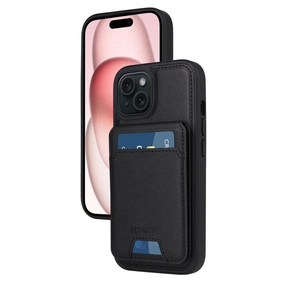 Per iPhone 15 BETOPNICE Custodia per telefono con portafoglio MagSafe staccabile verticale a ribalta (nero)