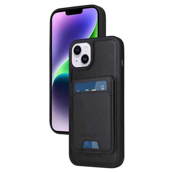 Per iPhone 14 Plus BETOPNICE Custodia per telefono con portafoglio MagSafe staccabile verticale a ribalta (nero)