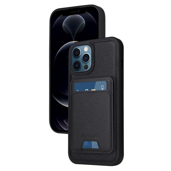 Per iPhone 12 Pro Max BETOPNICE Custodia per telefono con portafoglio MagSafe staccabile verticale a ribalta (nero)
