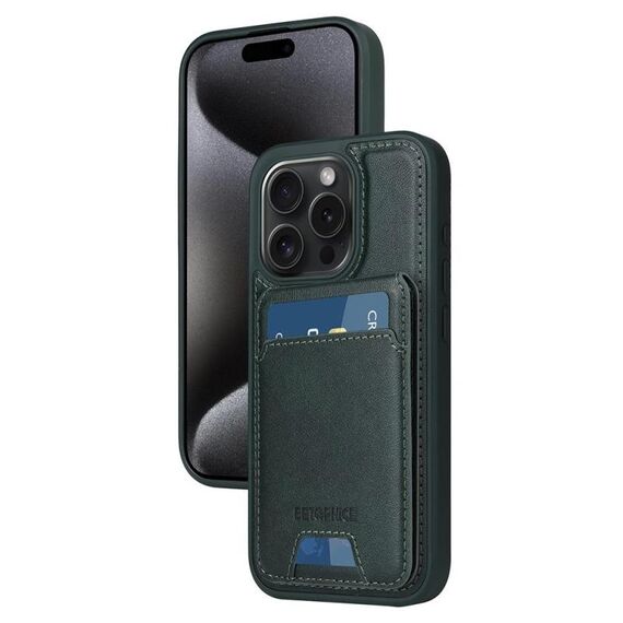 Per iPhone 15 Pro BETOPNICE Custodia per telefono con portafoglio MagSafe staccabile verticale a ribalta (verde)