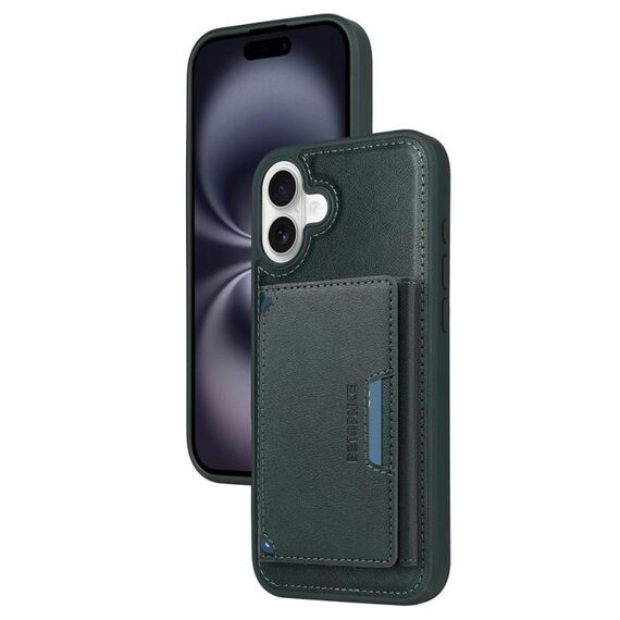 Per iPhone 16 Plus BETOPNICE Custodia per telefono con portafoglio MagSafe staccabile orizzontale a ribalta (verde)