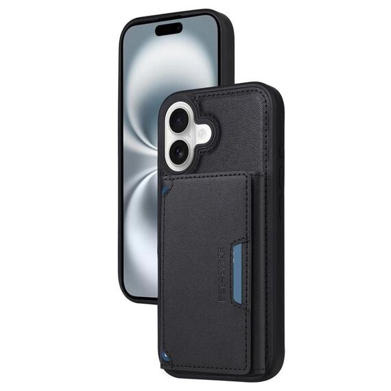 Per iPhone 16 BETOPNICE Custodia per telefono con portafoglio MagSafe staccabile orizzontale a ribalta (nero)